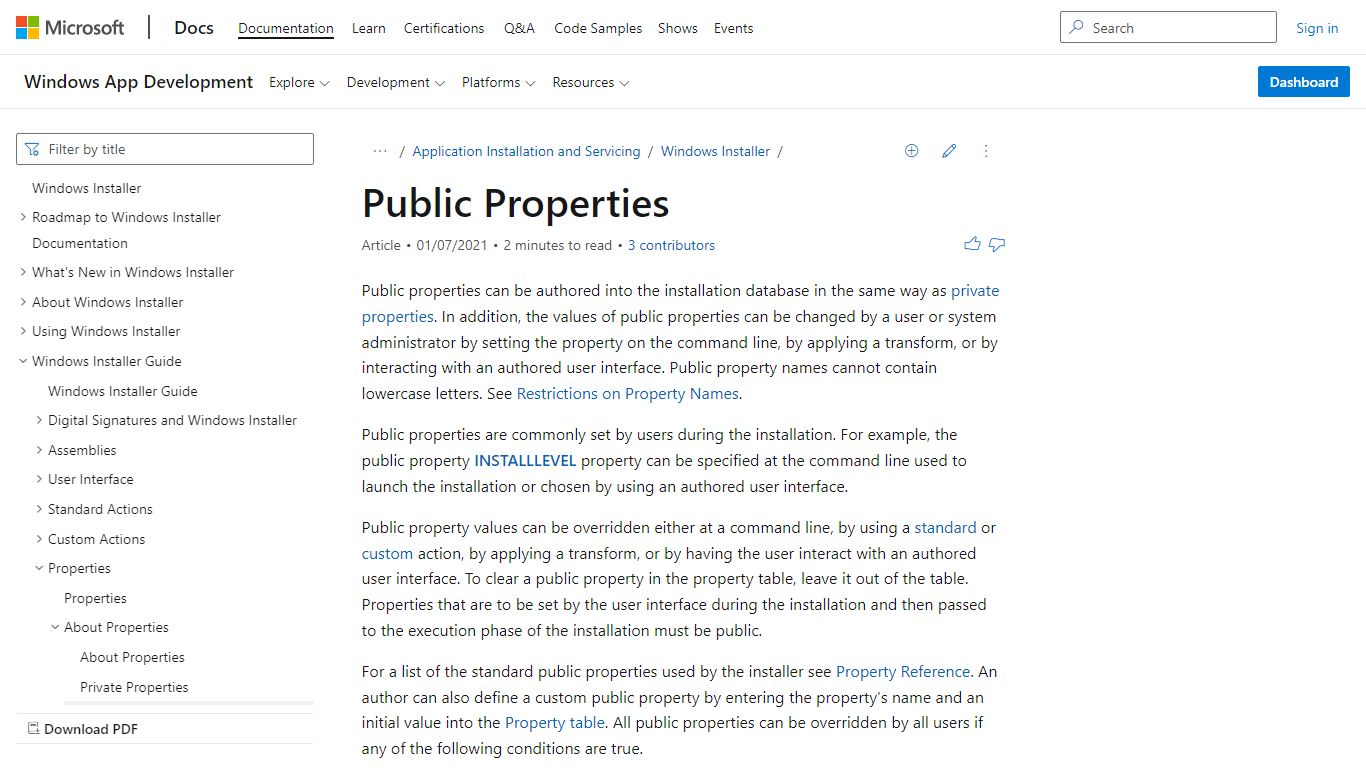 Public Properties - Win32 apps | Microsoft Docs