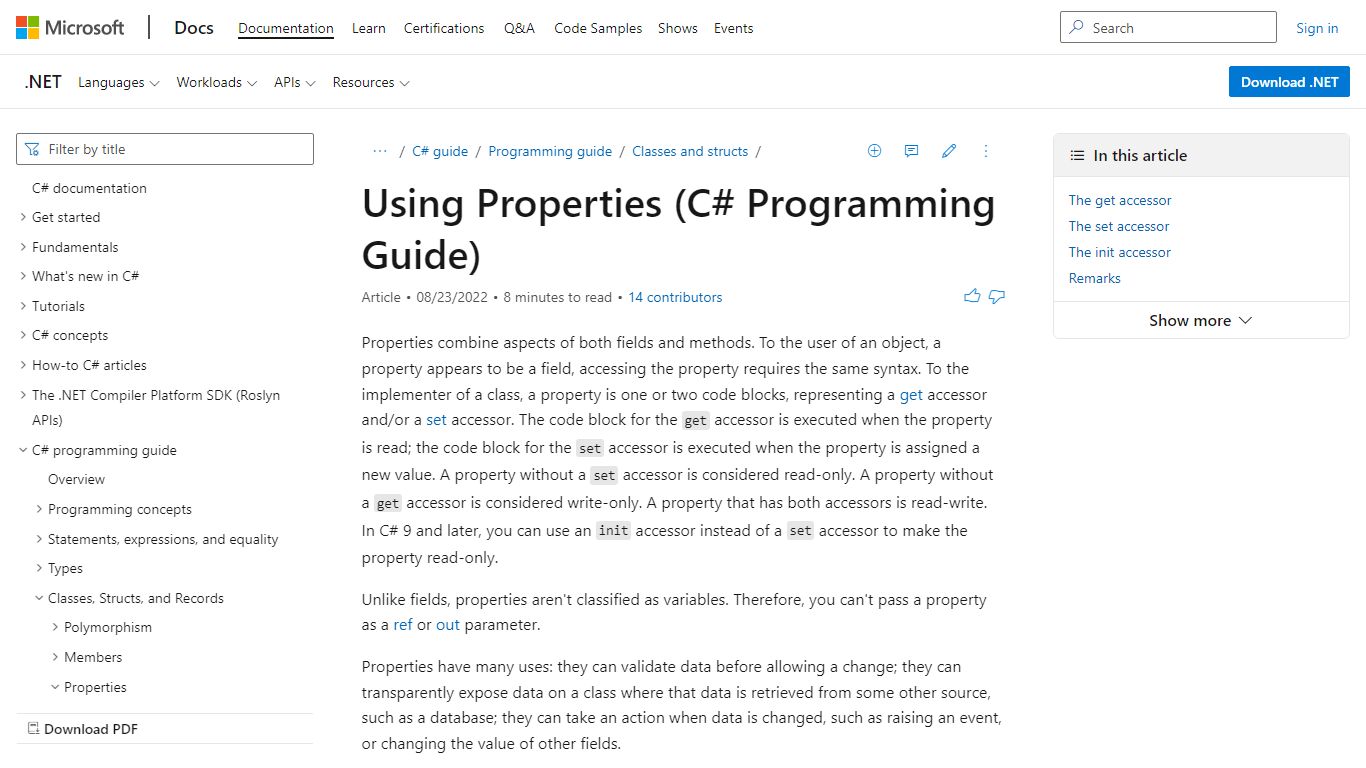 Using Properties - C# Programming Guide | Microsoft Docs